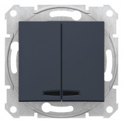 Выключатель Schneider Electric Sedna 2-клавишный схема 5 с синей подсветкой графит SDN0300370