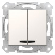 Вимикач Schneider Electric Sedna 2-клавішний схема 5 з синім підсвічуванням слонова кістка SDN0300323
