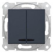 Вимикач Schneider Electric Sedna 2-клавішний схема 5 із синім підсвічуванням графіт SDN0300370