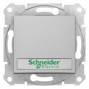 Вимикач Schneider Electric Sedna кнопковий з написом та підсвічуванням алюміній SDN1600360
