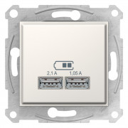USB-розетка Schneider Electric Sedna 2,1А слоновая кость SDN2710223
