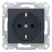 Розетка Schneider Electric Sedna с самозажимными клемами с заземлением и шторками графит SDN3001770