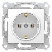 Розетка Schneider Electric Sedna с самозажимными клемами с заземлением без шторок белый SDN3001821