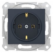 Розетка Schneider Electric Sedna с самозажимными клемами с заземлением без шторок графит SDN3001870
