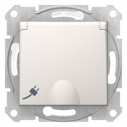 Розетка Schneider Electric Sedna із заземленням зі шторками та кришкою IP44 слонова кістка SDN3100323