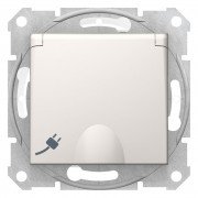 Розетка Schneider Electric Sedna с заземлением со шторками и крышкой IP44 слоновая кость SDN3100323