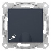 Розетка Schneider Electric Sedna с заземлением со шторками и крышкой IP44 графит SDN3100370