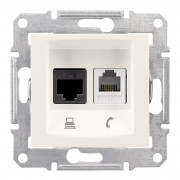 Розетка компьютерная+телефонная Schneider Electric Sedna RJ45+RJ11 5е UTP слоновая кость SDN5100123