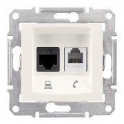 Розетка компьютерная+телефонная Schneider Electric Sedna RJ45+RJ11 5е UTP слоновая кость SDN5100123