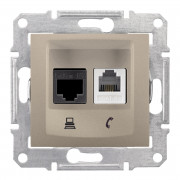 Розетка компьютерная+телефонная Schneider Electric Sedna RJ45+RJ11 5е UTP титан SDN5100168