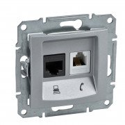 Розетка компьютерная+телефонная Schneider Electric Sedna RJ45+RJ11 кат6 UTP алюминий SDN5200160