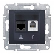 Розетка компьютерная+телефонная Schneider Electric Sedna RJ45+RJ11 кат6 UTP графит SDN5200170
