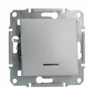 Вимикач Schneider Electric Asfora 1-клавішний із підсвічуванням самозатискний алюміній EPH1400161