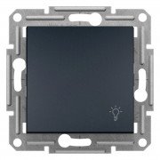 Выключатель Schneider Electric Asfora кнопочный самозажимный с символом Свет антрацит EPH0900171