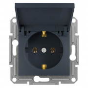 Розетка Schneider Electric Asfora із заземленням та кришкою антрацит EPH3100171