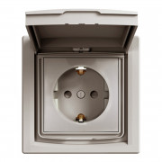 Розетка Schneider Electric Asfora із заземленням шторками та кришкою IP44 бронза EPH3100369