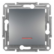 Выключатель Schneider Electric Asfora кнопочный 1-клавишный с подсветкой самозажимный сталь EPH1600162