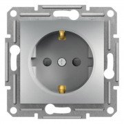 Розетка Schneider Electric Asfora с заземлением и защитными шторками алюминий EPH2900261