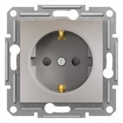 Розетка Schneider Electric Asfora с заземлением и защитными шторками бронза EPH2900269