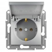 Розетка Schneider Electric Asfora с заземлением и крышкой алюминий EPH3100161