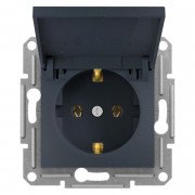 Розетка Schneider Electric Asfora с заземлением и крышкой антрацит EPH3100171