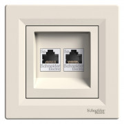 Розетка комп'ютерна Schneider Electric Asfora RJ45 кат5е UTP подвійна крем EPH4400123