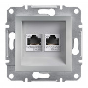 Розетка компьютерная Schneider Electric Asfora RJ45 кат5е UTP двойная алюминий EPH4400161