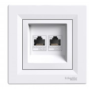 Розетка комп'ютерна Schneider Electric Asfora RJ45 кат5е UTP подвійна білий EPH4400121