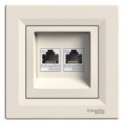 Розетка комп'ютерна Schneider Electric Asfora RJ45 кат5е UTP подвійна крем EPH4400123