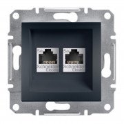 Розетка комп'ютерна Schneider Electric Asfora RJ45 кат5е UTP подвійна антрацит EPH4400171