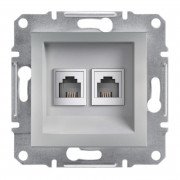 Телефонная розетка Schneider Electric Asfora RJ11 4 контакта двойная алюминий EPH4200161