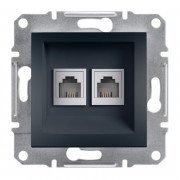 Телефонная розетка Schneider Electric Asfora RJ11 4 контакта двойная антрацит EPH4200171