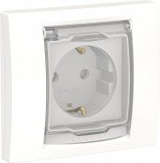 Розетка Schneider Electric Unica New із заземленням шторками та прозорою кришкою білий NU003718