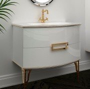 Тумба под раковину Marsan Sabrine 900 МДФ белый/золото SABRINE900белый/золото