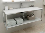 Консоль для раковини Marsan Quadro 80х50 см нержавіюча сталь/скло білий Quadro80х50white