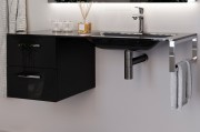 Консоль с раковиной Marsan Oscar 130х50 МДФ черный/раковина акриловый камень Oscar4-130х50black