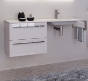 Консоль с раковиной Marsan Oscar 150х50 МДФ белый/раковина акриловый камень Oscar4-150х50white