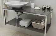 Консоль для раковины Marsan Quadro 120х50 см нержавеющая сталь/стекло бисмарк Quadro120х50bismarck