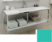 Консоль с раковиной Marsan Quadro 80х50 см нержавеющая сталь/стекло мята Quadro2-80х50mint