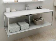 Консоль для раковини Marsan Quadro 130х50 см нержавіюча сталь/скло білий Quadro130х50white