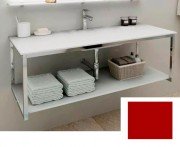 Консоль для раковини Marsan Quadro 130х50 см нержавіюча сталь/скло кармін Quadro130х50carmine