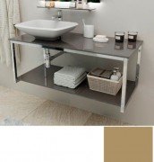 Консоль для раковини Marsan Quadro 130х50 см нержавіюча сталь/скло капучино Quadro130х50cappuccino