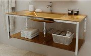 Консоль с раковиной Marsan Quadro 80х50 см нержавеющая сталь/стекло золото Quadro2-80х50gold