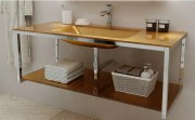Консоль з раковиною Marsan Quadro 120х50 см нержавіюча сталь/скло золото Quadro2-120х50gold