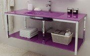 Консоль з раковиною Marsan Quadro 120х50 см нержавіюча сталь/скло віолет Quadro2-120х50violet