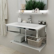 Консоль з раковиною Marsan Corner 110х50 см нержавіюча сталь/скло білий Corner110х50white