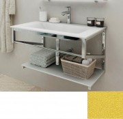 Консоль з раковиною Marsan Corner 110х50 см нержавіюча сталь/скло золото Corner110х50gold