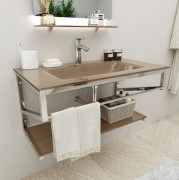 Консоль з раковиною Marsan Corner 110х50 см нержавіюча сталь/скло капучино Corner110х50cappuccino