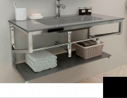 Консоль з раковиною Marsan Corner 120х50 см нержавіюча сталь/скло чорний Corner120х50black