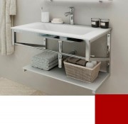 Консоль з раковиною Marsan Corner 130х50 см нержавіюча сталь/скло кармін Corner130х50carmine